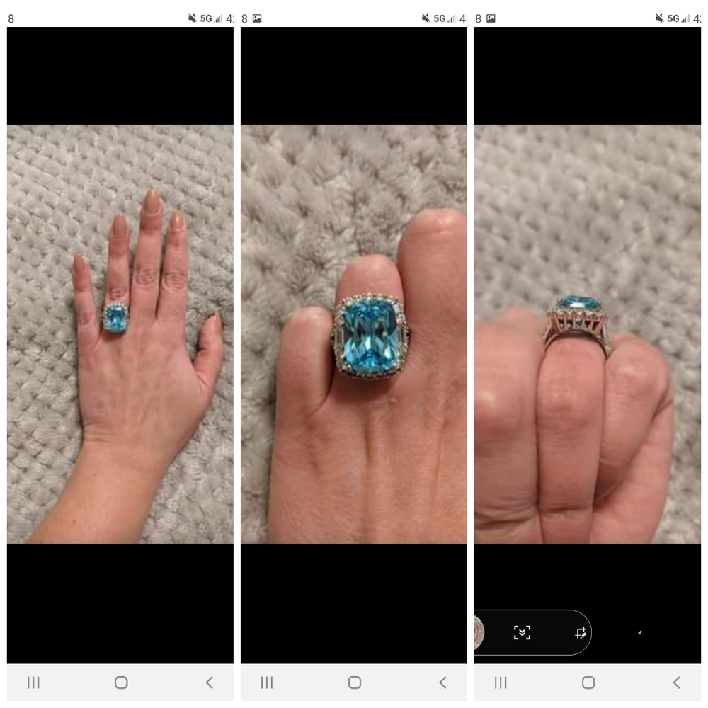 Women's Statement Ring.  Sterling Silver.  Topaz. Size approximate 7-8